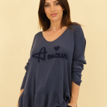 Pull Capucine Pull modal Amour bleu foncé neuf étiquette