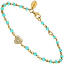 Bracelets Orusbijoux Bracelet Argent Doré Cœur Serti Blanc Pierres Amazonite