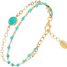 Bracelets Orusbijoux Bracelet En Argent Doré Double Chaine Pierres Naturelles