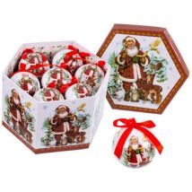 Décorations de noël Unimasa Coffret de 14 boules de Noël Père Noël rétro