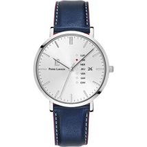 Montre Pierre Lannier Montre Homme DATA Argenté Cuir Bleu