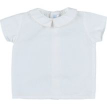 Chemise enfant Acanthe Chemise blanc col carré liseré beige