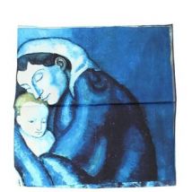 Echarpe Brochier Soieries 1890 Carré 90 Picasso Mère et Enfant, Période Bleu