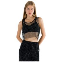 T-shirt Cerises D’amour Top en maille noir strassé