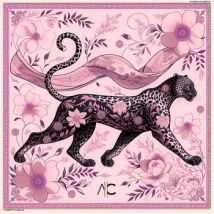 Echarpe Alberto Cabale Petit carré de soie Proud Panther Cléo