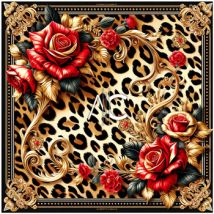 Echarpe Alberto Cabale Petit carré de soie Rose Leopard Cléo