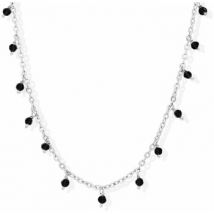 Collier Orusbijoux Collier Argent Petites Gouttes Perles Spinelle Noire
