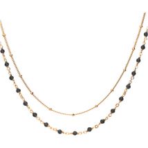 Collier Orusbijoux Collier Argent Doré Double Chaine Et Pierres Naturelles