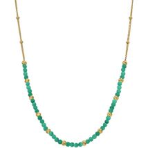 Collier Orusbijoux Collier Argent Doré Perles Dorée Et Pierres Onyx Vert