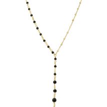 Collier Orusbijoux Collier Argent Doré Cascade Cravate Pierre Spinelle Noire