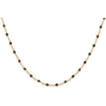 Collier Orusbijoux Collier Argent Doré Et Pierres Naturelles Noires