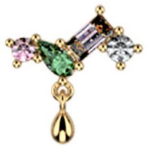 Boucles oreilles Les Georgettes Piercing Les Cadettes Phoenix multicolore laiton doré