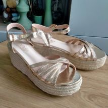 Espadrilles Alexander Sandales compensées dorée neuf