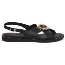 Sandales plates S.piero BLK LEATHER