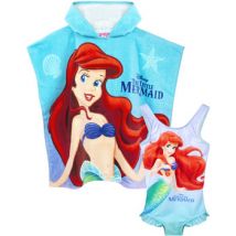 Maillots de bain enfant Disney Ariel Serviette poncho et 1 pièce maillot de bain ensemble