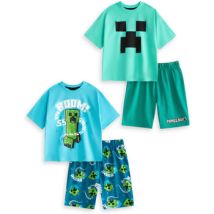 Ensembles de pyjama Minecraft Creeper Lot de 2 pyjama à manches courtes et à manches courtes