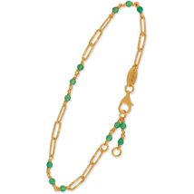 Bracelets Orusbijoux Bracelet En Argent Doré Maillon Pierre Onyx Vert