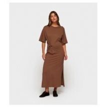 Robe 10 Days Tee Dress Gathering Brown