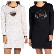 Chemises de nuit Ozabi Pyjama COTON MELISSA BROWN SACRE LIQUETTE Pack de 2