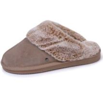 Chaussons Isotoner Chaussons mules fourrées Femme Beige