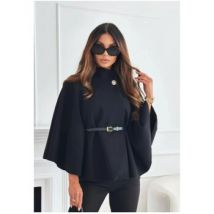 Manteau Kebello Cape Poncho F, Noir