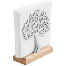 Serviettes de table Ambiente Porte-serviettes bois de manguier et métal arbre argenté