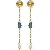 Boucles oreilles Orusbijoux Boucles D Oreilles Argent Doré Pierres Précieuses Saphir