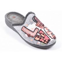 Chaussons Ozabi Pantoufles Mules femme PHOTOPRINT LOVE GRIS