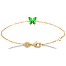 Bracelets Brillaxis Bracelet plaqué or papillon oxydes verts