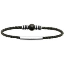 Bracelets Brillaxis Bracelet cuir agate noire