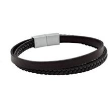 Bracelets Jourdan Bracelet Lumio acier cuir brun