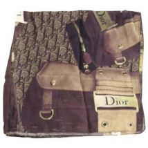 Echarpe Dior Carré en soie marron