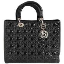 Cabas Dior Cabas Lady en cuir verni noir