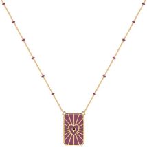 Collier Les Georgettes Collier Les Cadettes Totem laiton doré laqué magenta