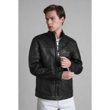 Veste Enorsia Veste classique en cuir premium noir pour homme
