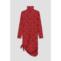 Robe Enorsia Red Side Tie Knot Christmas Print Bodycon Dress