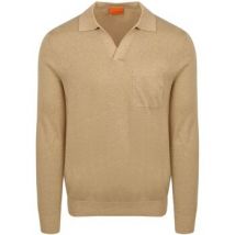 Polo Suitable Longsleeve Knitted Poloshirt Riva Pocket Sand