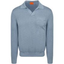 Polo Suitable Longsleeve Knitted Poloshirt Riva Pocket Bleu Clair