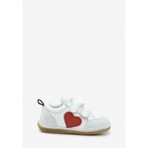 Baskets basses enfant benjie Myrtille cœur Premiers pas Blanc Rouge noir