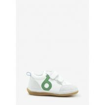 Baskets basses enfant benjie Myrtille logo Premiers pas Blanc Vert bleu