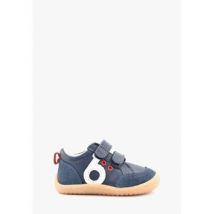 Baskets basses enfant benjie Myrtille logo Barefoot Premiers pas Bleu marine Blanc