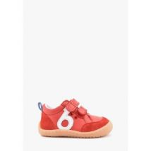 Baskets basses enfant benjie Myrtille logo Barefoot Premiers pas Rouge Blanc