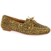 Chaussures bateau Reqin's Mocassins cuir velours léopard