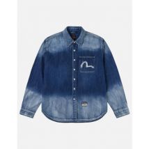 Chemise Evisu 2ESHTM6SL1022 HT WASHED DENIM LS SHIRT-INDM MID TONE INDIGO