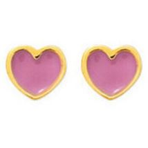 Boucles oreilles Brillaxis Boucles d'oreilles plaqué or coeur laque rose