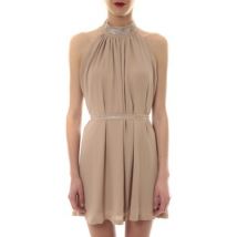 Robe Vera & Lucy Robe tour de cou col strass Beige 6W1078A