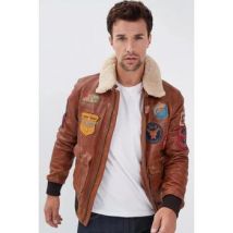 Veste Daytona MYTHIC + FUR SHEEP PETROL COGNAC