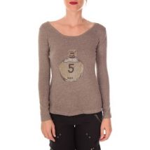 Pull Vision De Reve Vision de Rêve Pull Five Col Rond 1036 Taupe -