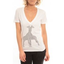 T-shirt So Charlotte V neck short sleeves Giraffe T00-91-80 Blanc