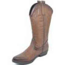 Stivali Malu Shoes  Stivali donna camperos texani stile western marroni spazzolati
